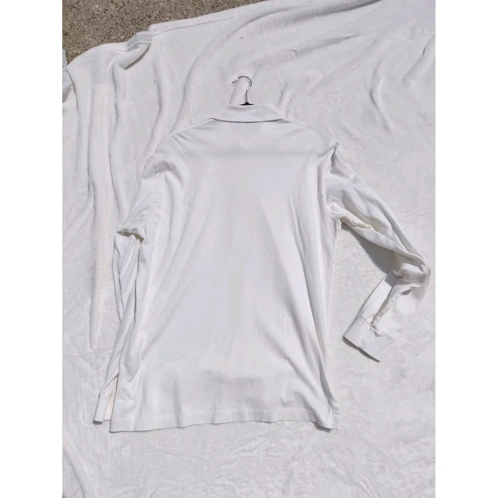 Polo Golf Ralph Lauren Mens Pure Cotton White Pullover Polo Shirt L Long Sleeve